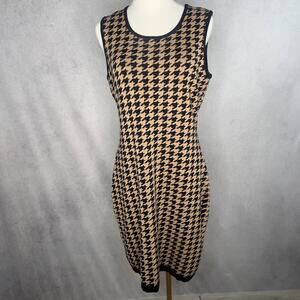 Houndstooth Knit Sleeveless Midi Dress Size Medium